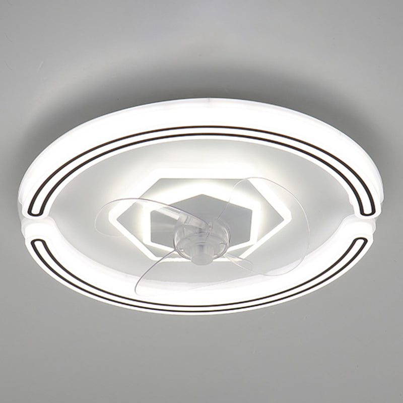 Runde Schlafzimmer Lüfterbeleuchtung Acrylminimalist LED Semi Flush Mount Lampe in Weiß