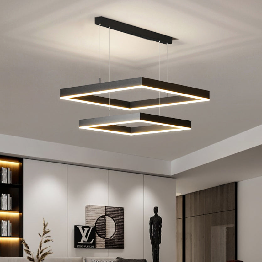 Modern Dining Room Lighting Multiple Squares Chandelier Lighting Fixtures