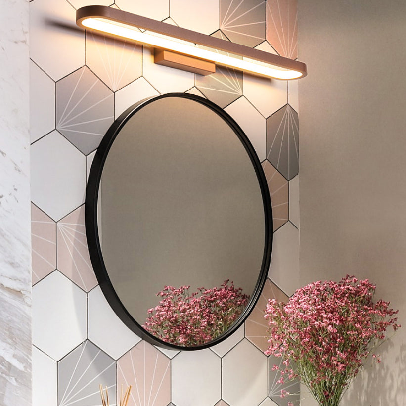 Éclairage de mur de miroir de style simple de style miroir simple à 1 lumière linéaire en marron