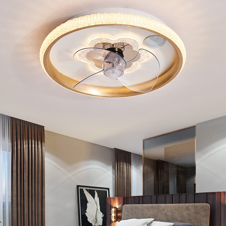 Smart Bluetooth Music Runde Lüfterlampe Minimalistische Acrylschlafzimmer halb Flush Licht in Weiß