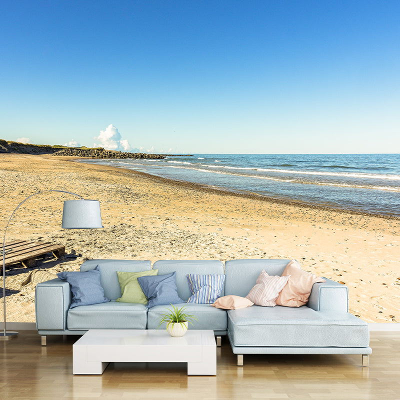 Minimalism Style Sandy Beach Mural Wallpaper for Living Room, Stain Resistant