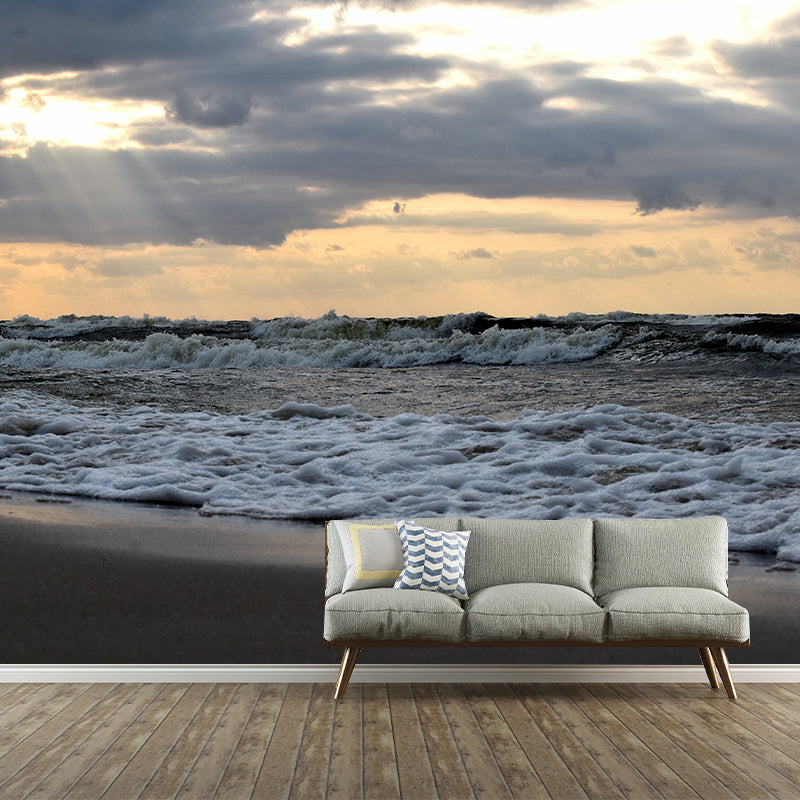 Minimalism Style Sandy Beach Mural Wallpaper for Living Room, Stain Resistant