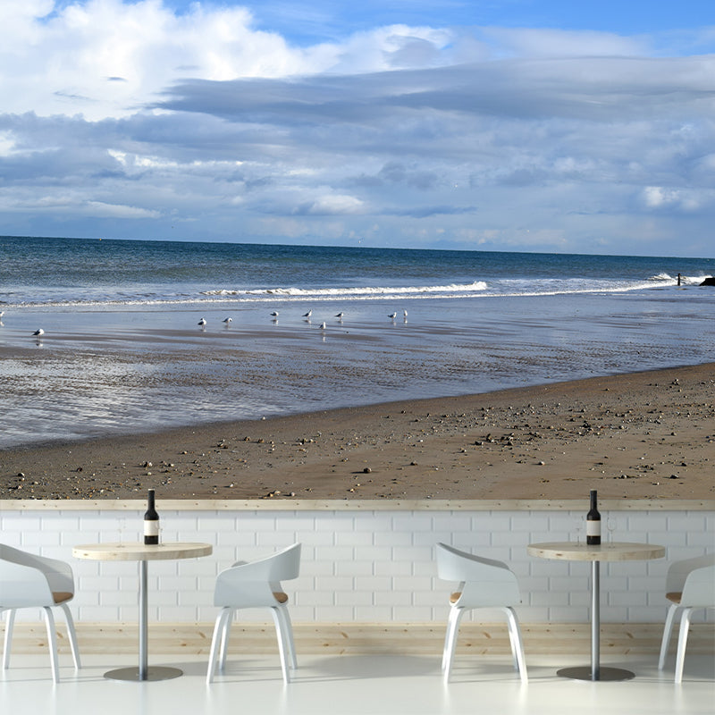 Minimalism Style Sandy Beach Mural Wallpaper for Living Room, Stain Resistant