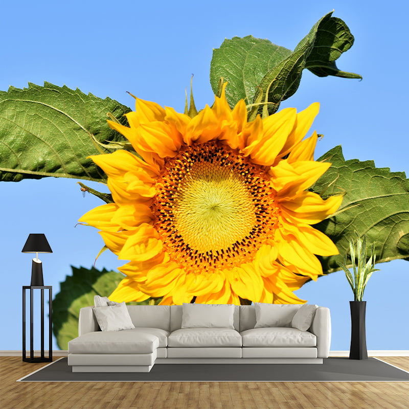 Yellow Sunflower Contemporary Mural Wallpaper for Home Decoration, Waterproofing