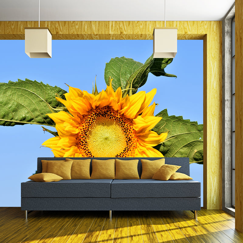Yellow Sunflower Contemporary Mural Wallpaper for Home Decoration, Waterproofing