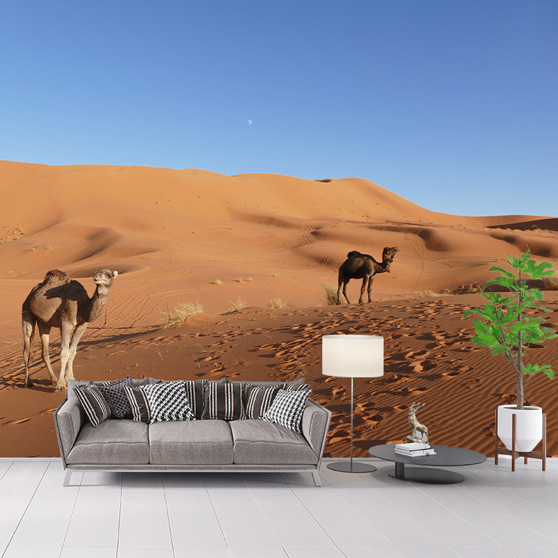 Desert Camel Wall Paper Moisture Resistant Living Room Wall Decor, Custom Size Available