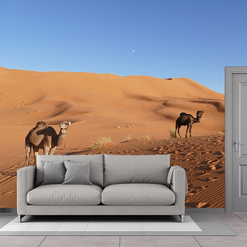 Desert Camel Wall Paper Moisture Resistant Living Room Wall Decor, Custom Size Available