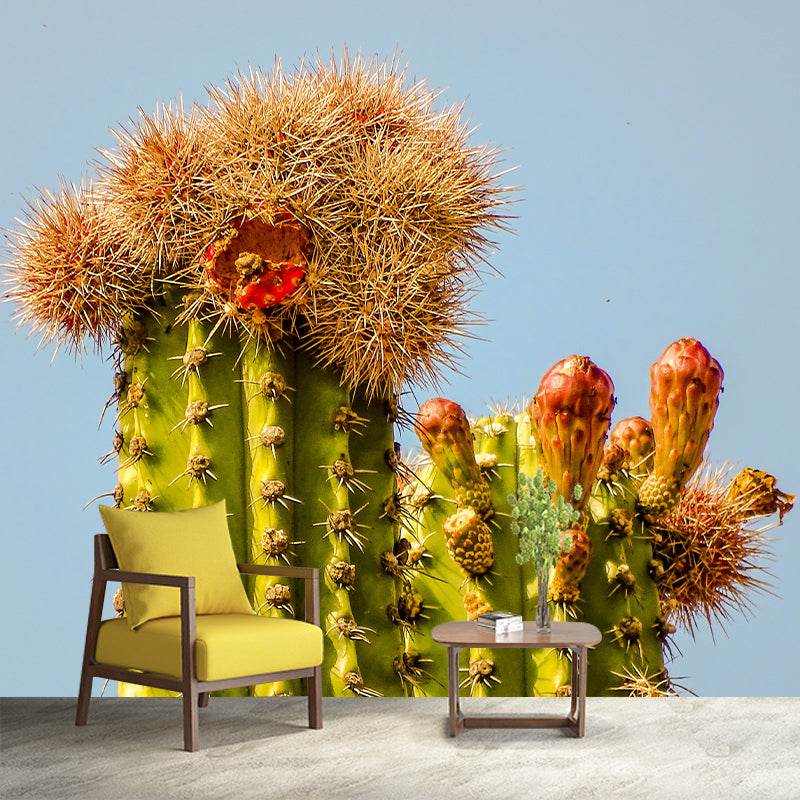 Tropical Plant Cactus Mural Wallpaper Contemporary Wall Covering for Study Room