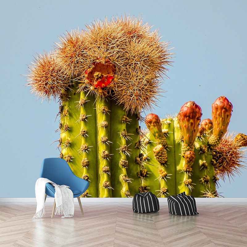 Tropical Plant Cactus Mural Wallpaper Contemporary Wall Covering for Study Room