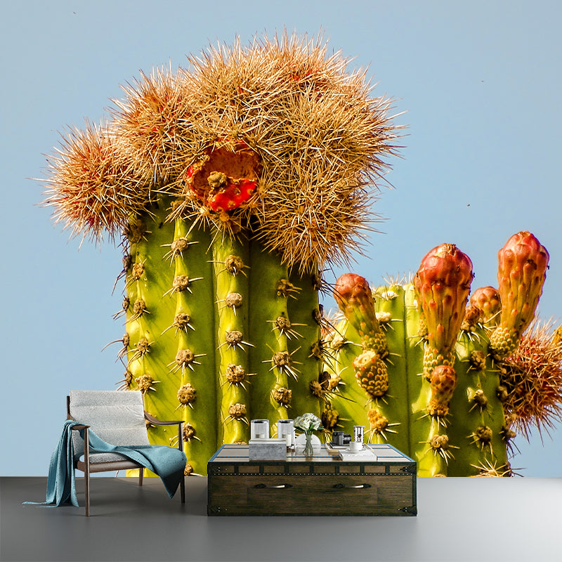 Tropical Plant Cactus Mural Wallpaper Contemporary Wall Covering for Study Room