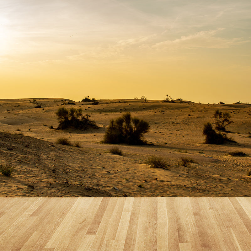 Yellow Desert Scenery Mural Moisture Resistant Wall Art for Sleeping Room