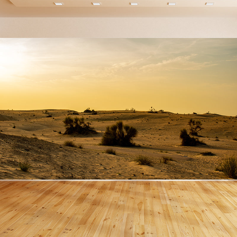 Yellow Desert Scenery Mural Moisture Resistant Wall Art for Sleeping Room