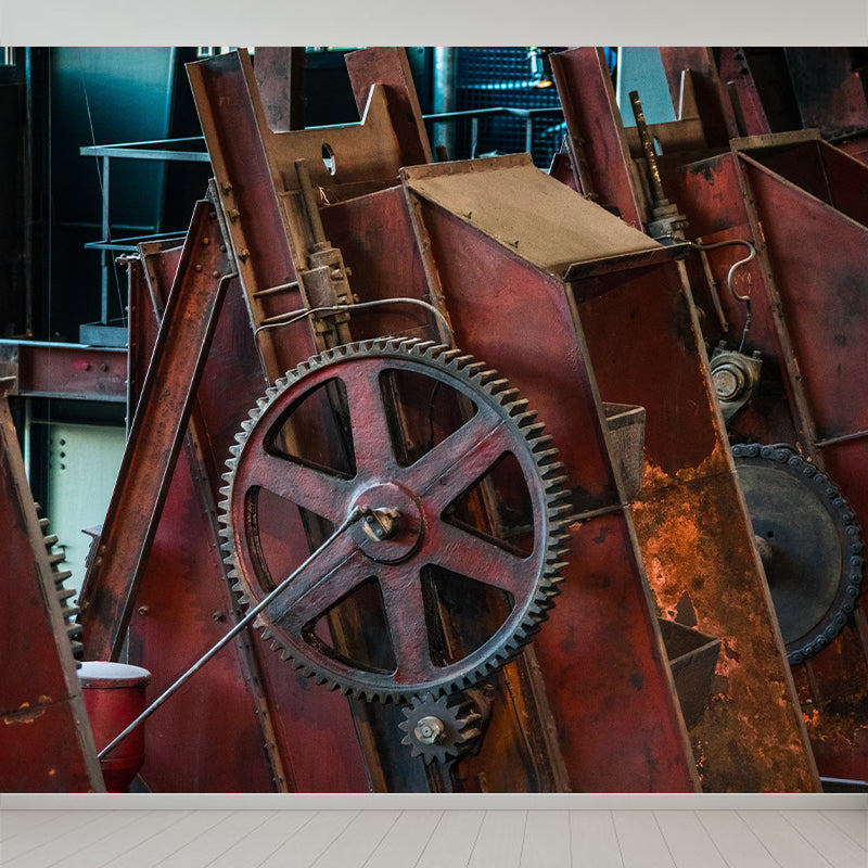 Rusty Metal Gear Industrial Style Wall Decor for Sitting Room, Made to Measure