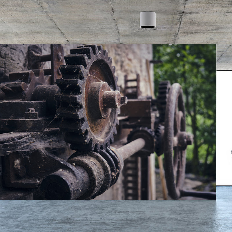 Rusty Metal Gear Industrial Style Wall Decor for Sitting Room, Made to Measure