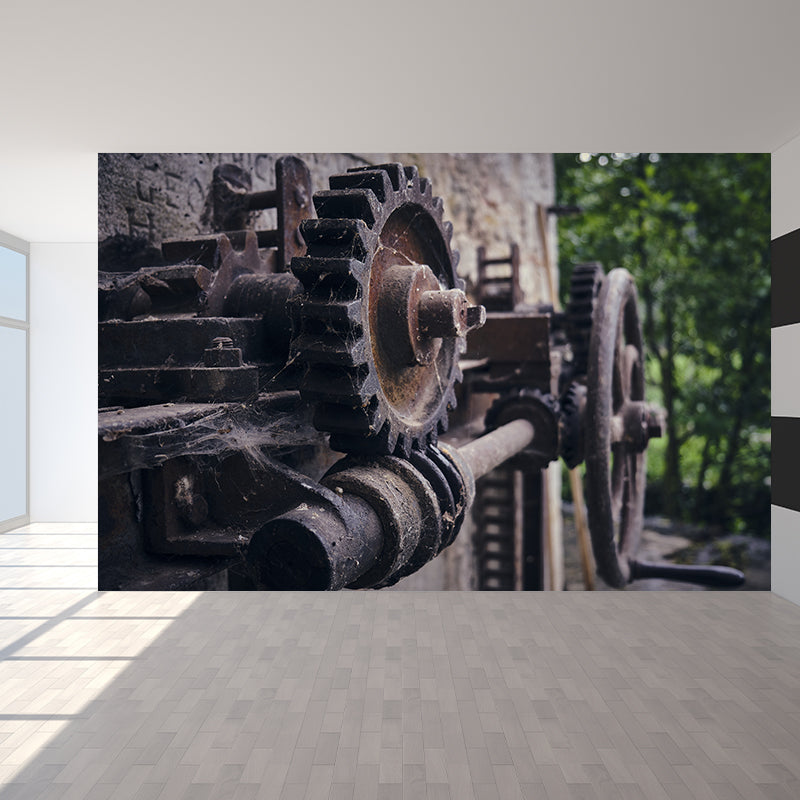 Rusty Metal Gear Industrial Style Wall Decor for Sitting Room, Made to Measure
