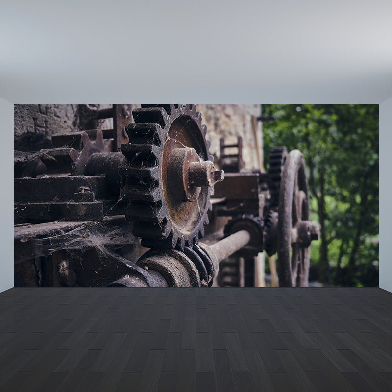 Rusty Metal Gear Industrial Style Wall Decor for Sitting Room, Made to Measure