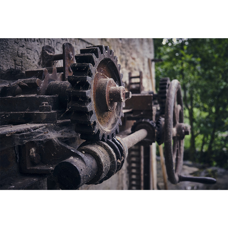 Rusty Metal Gear Industrial Style Wall Decor for Sitting Room, Made to Measure