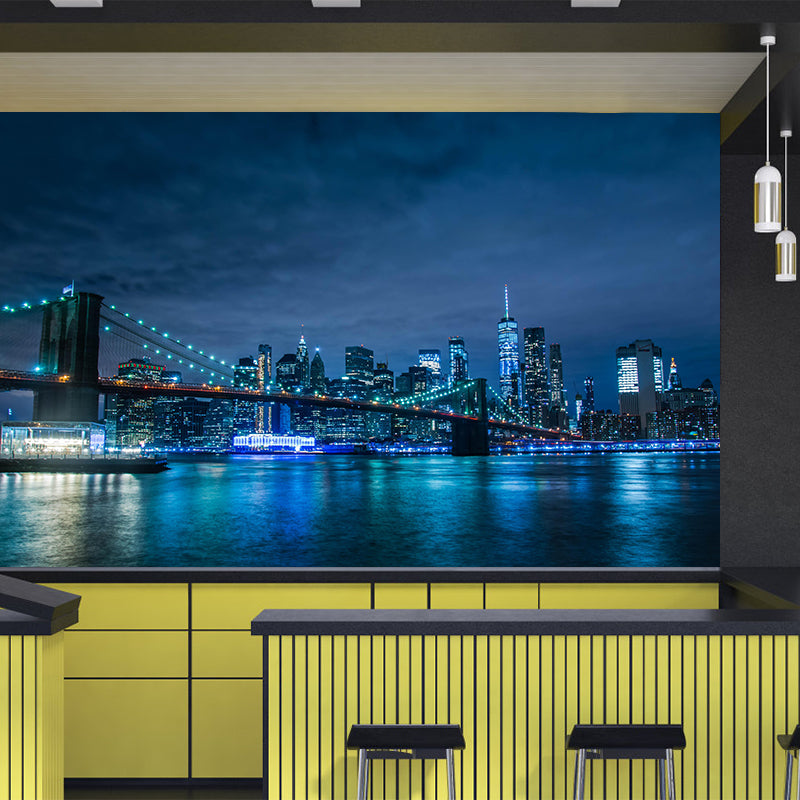 Cityscapes Mural Wallpaper Stain Resistant Wall Covering for Meeting Room Decoration