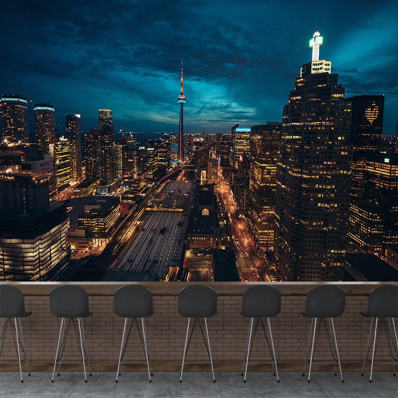 Cityscapes Mural Wallpaper Stain Resistant Wall Covering for Meeting Room Decoration