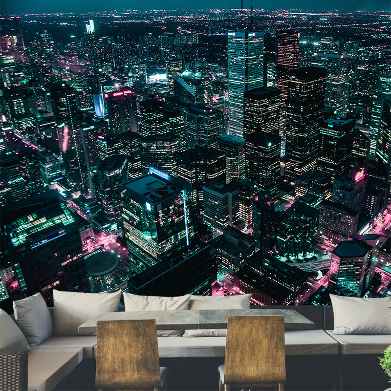 Cityscapes Mural Wallpaper Stain Resistant Wall Covering for Meeting Room Decoration