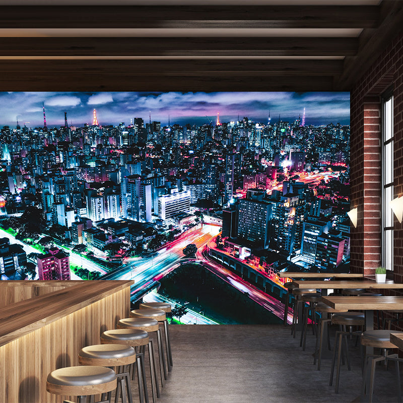 Cityscapes Mural Wallpaper Stain Resistant Wall Covering for Meeting Room Decoration