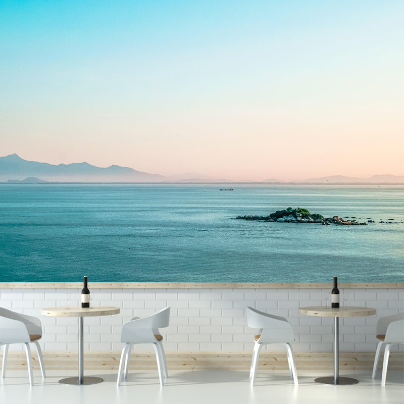Blue Sea Wallpaper Mural Modern Eco-friendly Wall Covering for Sitting Room