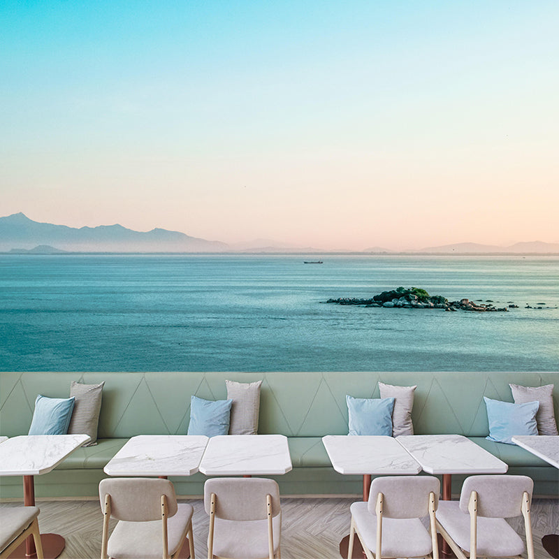 Blue Sea Wallpaper Mural Modern Eco-friendly Wall Covering for Sitting Room