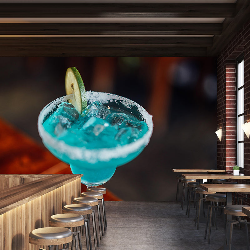 Customized Cocktail Mural Wallpaper Decorative Restaurant Wall Art in Bright Color
