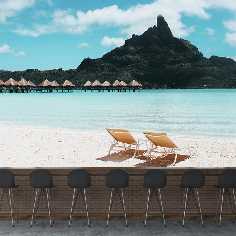 Sandy Beach Coast Wallpaper Mural Contemporary Wall Covering for Bathroom