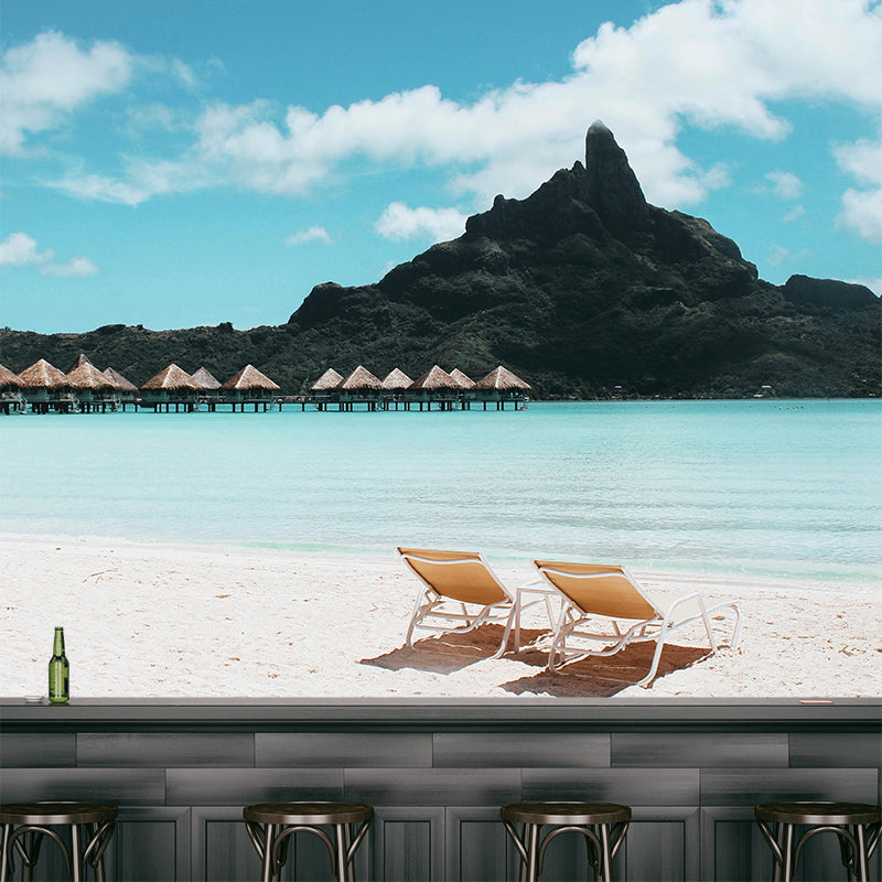 Sandy Beach Coast Wallpaper Mural Contemporary Wall Covering for Bathroom