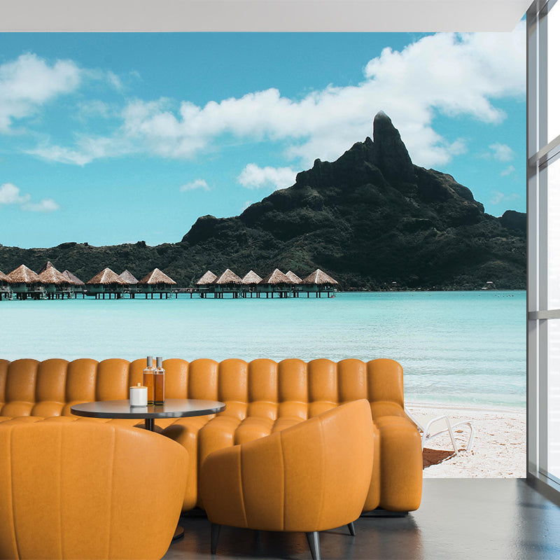 Sandy Beach Coast Wallpaper Mural Contemporary Wall Covering for Bathroom