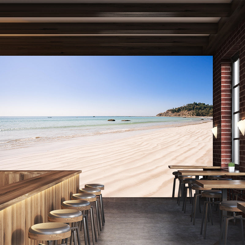 Sandy Beach Coast Wallpaper Mural Contemporary Wall Covering for Bathroom