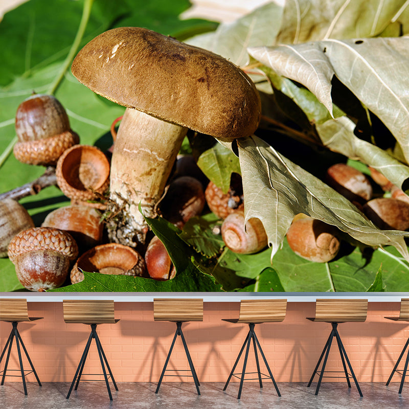 Customized Edible mushrooms Plant Mural Wallpaper Mildew Resistant Wall Decor