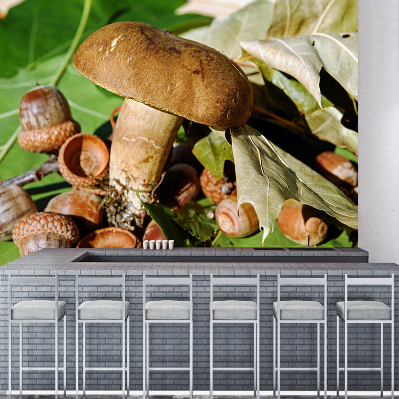 Customized Edible mushrooms Plant Mural Wallpaper Mildew Resistant Wall Decor