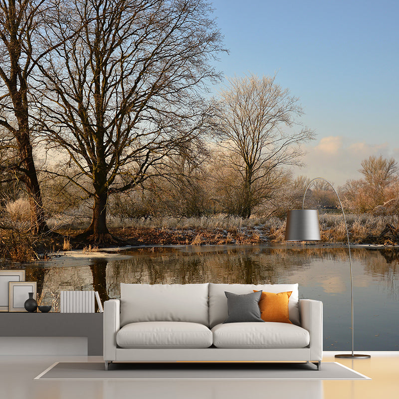 Customized Winter Forest Wall Mural Mildew Resistant Wall Decor for House Interior