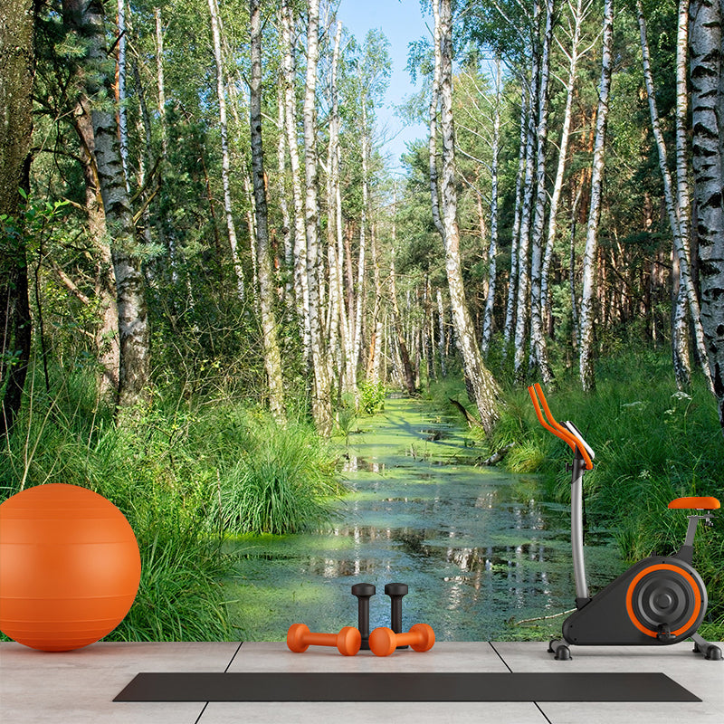 Customized Summer Forest Wall Mural Mildew Resistant Wall Decor for House Interior