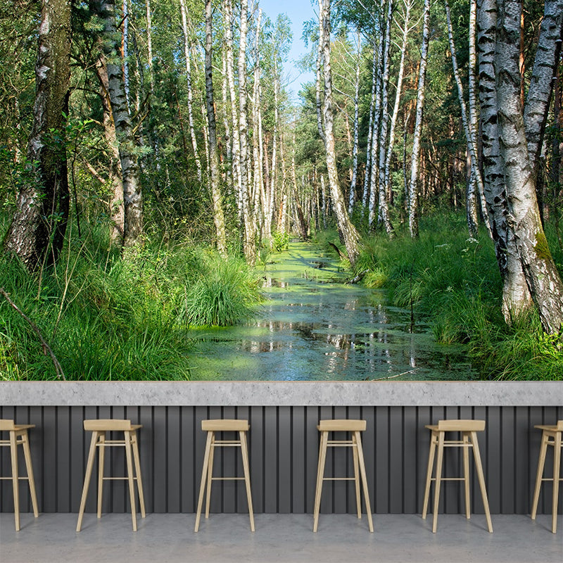 Customized Summer Forest Wall Mural Mildew Resistant Wall Decor for House Interior