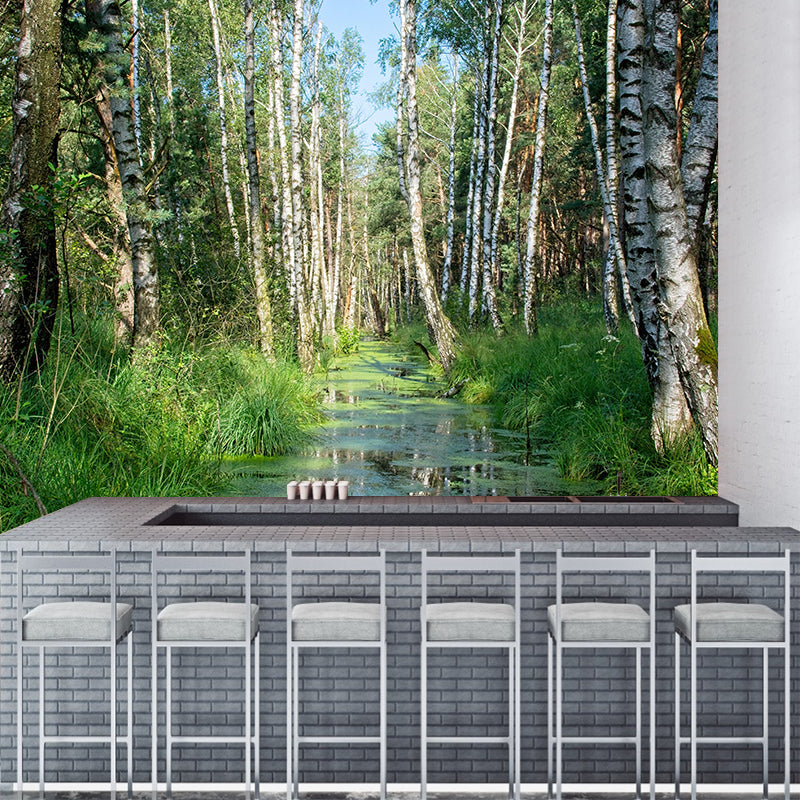 Customized Summer Forest Wall Mural Mildew Resistant Wall Decor for House Interior