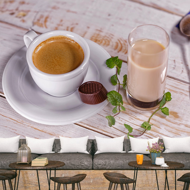 Customized Sweet Dessert Mural Wallpaper Decorative Mildew Resistant Coffee Shop