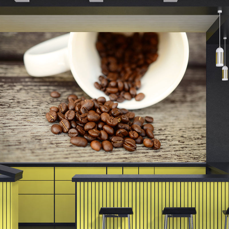 Business Fragrant Coffee Beans Mural Decal Stain Resistant Coffee Shop Wall Covering