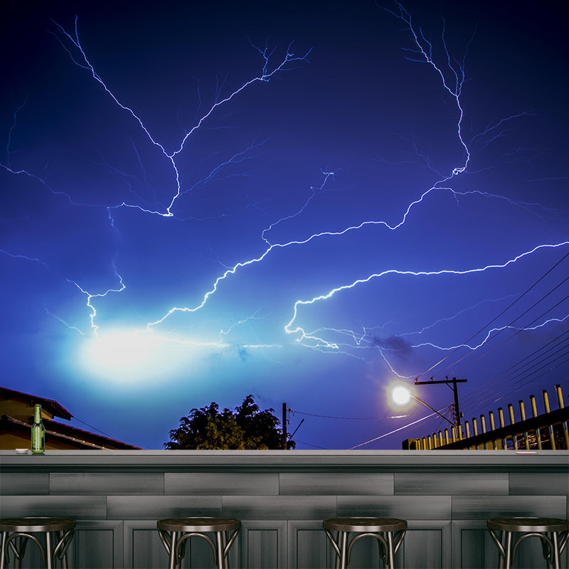 Terrible Lightning Wall Murals Contemporary Photography Style Wall Art for Bedroom