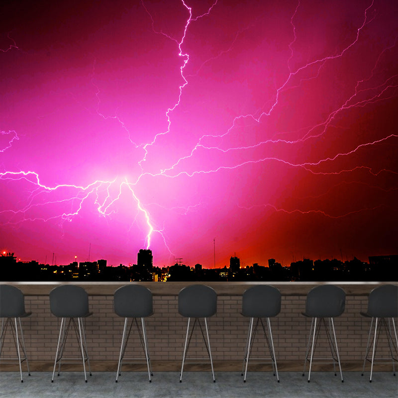 Terrible Lightning Wall Murals Contemporary Photography Style Wall Art for Bedroom