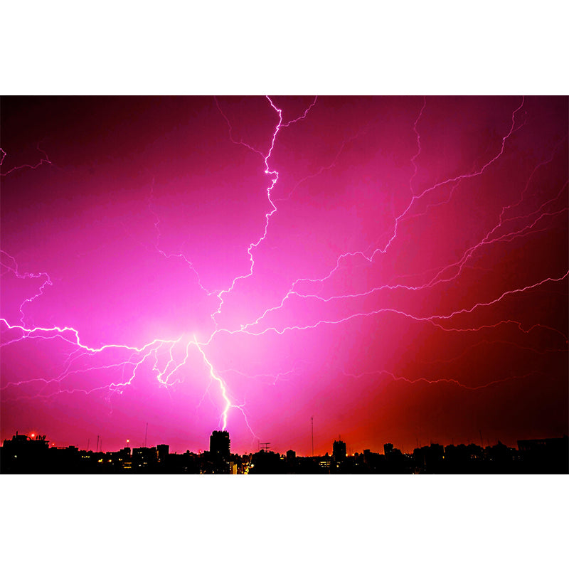 Terrible Lightning Wall Murals Contemporary Photography Style Wall Art for Bedroom