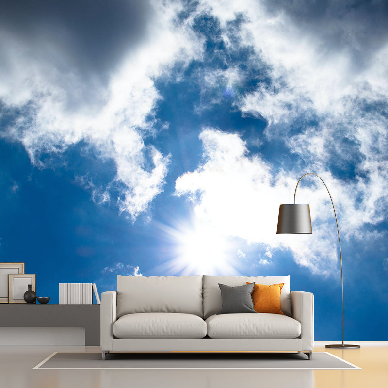 Wandtapete „Gutes Wetter“ im minimalistischen Stil für die Wohnzimmerdekoration in sanften Farben