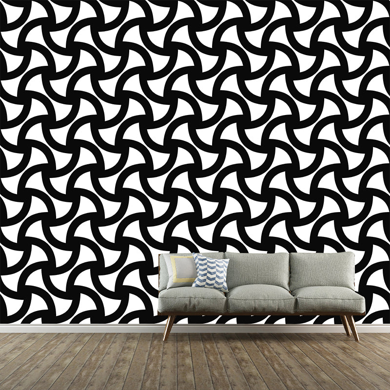 Extra Large Stripe Mural Eco-friendly Illustration Style Wall Art for Home Decor