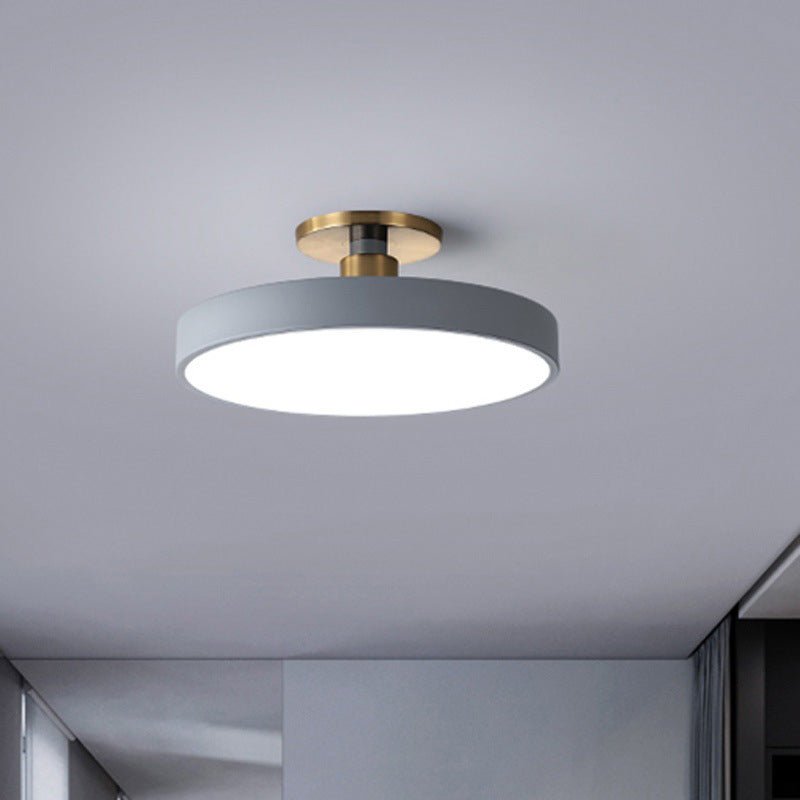 Lámpara de techo semi empotrada con cilindro de estilo moderno, 1 luz de metal, montaje semi empotrado