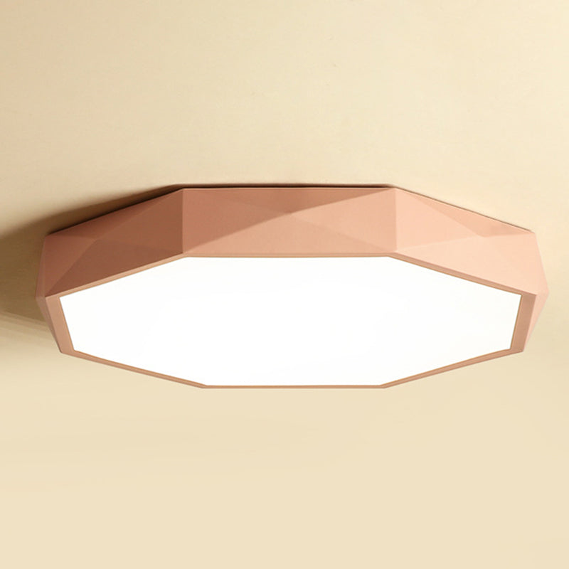 Geometría acrílica LED integrado Sala de estar moderna y sencilla lámpara de techo de hierro Macaron