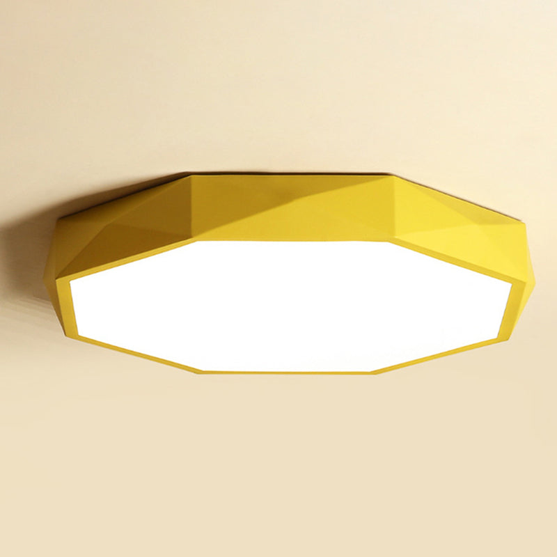 Geometría acrílica LED integrado Sala de estar moderna y sencilla lámpara de techo de hierro Macaron