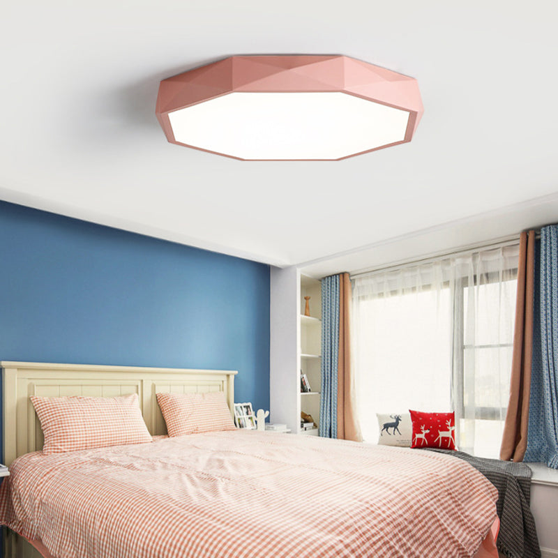 Geometría acrílica LED integrado Sala de estar moderna y sencilla lámpara de techo de hierro Macaron