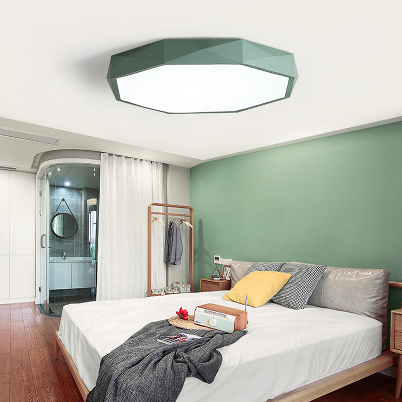 Geometría acrílica LED integrado Sala de estar moderna y sencilla lámpara de techo de hierro Macaron